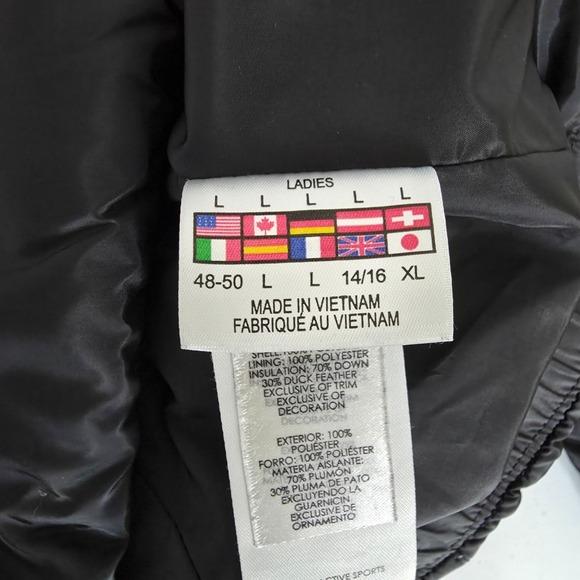 Spyder Prymo Puffer Down Jacket Womens Large Black Pink Coat Winter Ski Snow - Picture 15 of 16